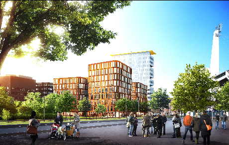 Skånegatan 1-3 från söder. Bild: White Arkitekter