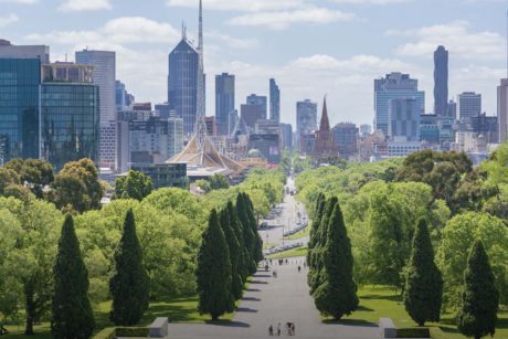 Melbourne, Australia - Nov 7, 2015: Skyline in downtown Melbourne, Australia during daytime