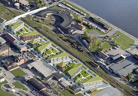 Östersund flygfoto skiss i detaljplan.